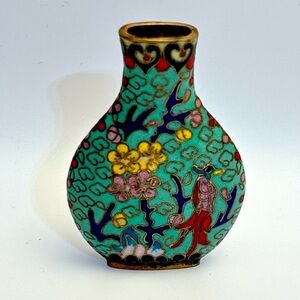 Chinese 20th Cent. Cloisonné Enamel Snuff Bottle, Missing Lid, Mini/ Curio Shelf